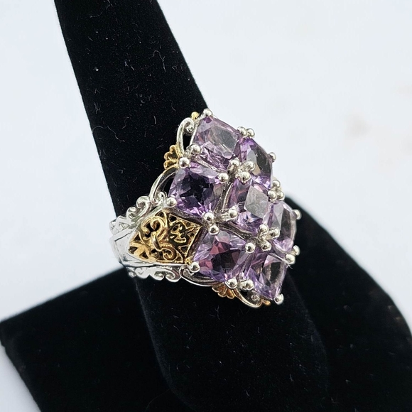 Rose De France Amethyst Ring 925/14k Gold Accents Sz 9 - Picture 10 of 10